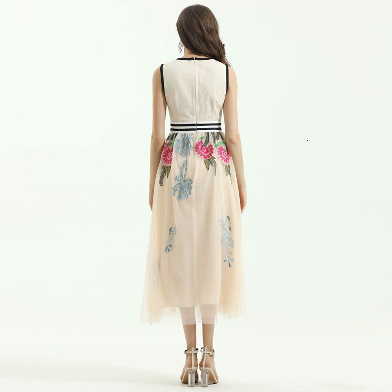 dress Seqinyy beige mesh midi summer fashion design feminine high quality track embroidered elegant dot flowers, Blue
dress Seqinyy beige mesh midi summer fashion design feminine high quality track embroidered elegant dot flowers, Blue