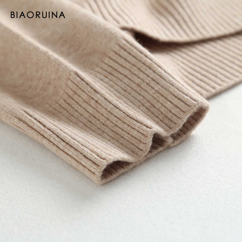 BIAORUINA 3 Colors Women's Casual All-match Solid Knitted Turtleneck Sweater Female Everyday Autumn Winter Keep Warm Pullovers 211018