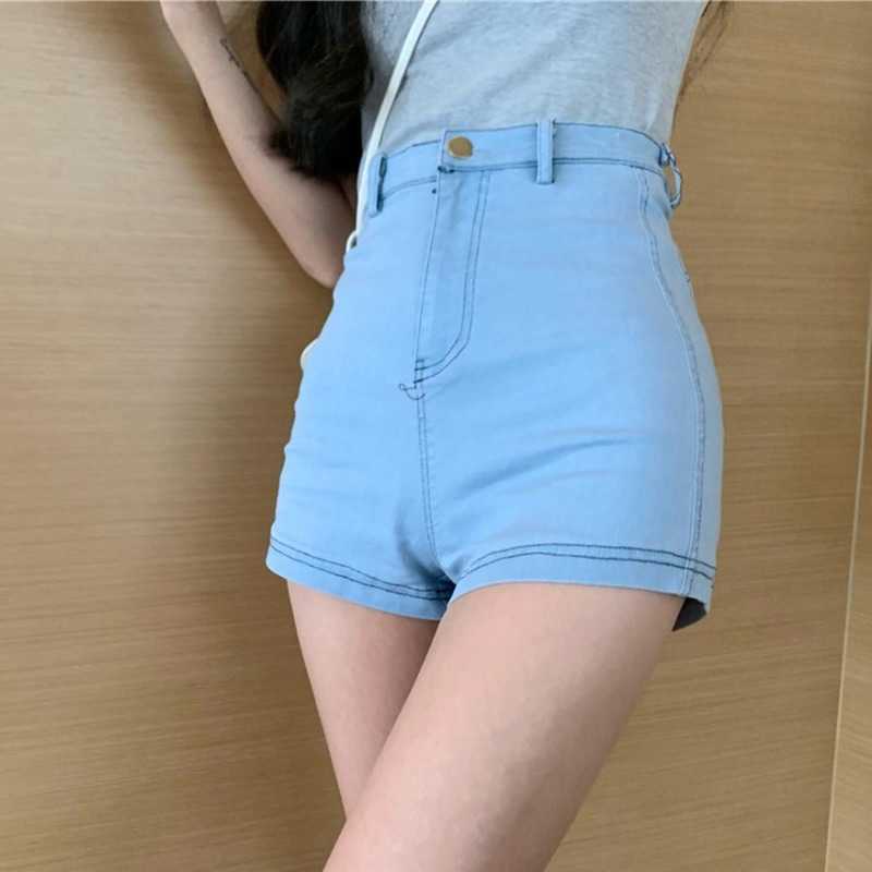 OCEANLOVE Denim Short Jeans Women 2021 Korean Fashion Elegant Temperament Mujer Pantalones Solid High Waist Super Stretchy Pants H0908