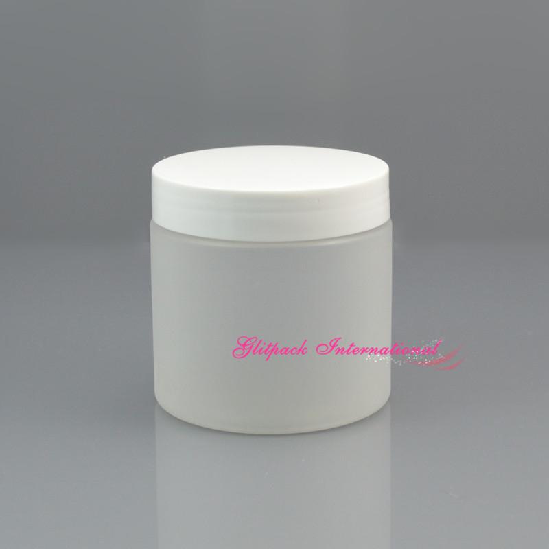 40pcs/lot 200g Straight Sided Plastic Jars Frosted Wide Mouth With PET Cap Air Tight Cosmetic Container 200ml Bath Salt Jar Storage Bottles