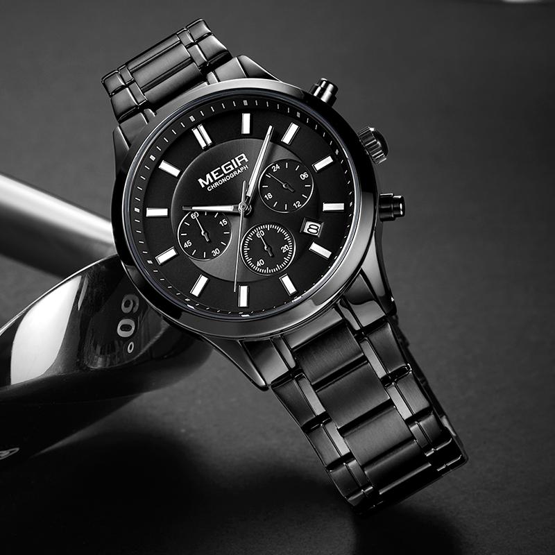 Wristwatches MEGIR Stainless Steel Strap Waterproof Wristwatch For Men Luminous Chronograph Business Men's Watches Clock Male Reloj Hombre, Black silver
Wristwatches MEGIR Stainless Steel Strap Waterproof Wristwatch For Men Luminous Chronograph Business Men's Watches Clock Male Reloj Hombre, Black silver