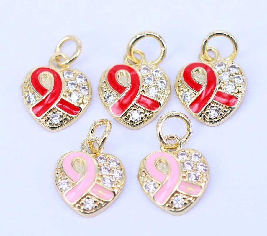 Charms 10pcs Small Size Micro Pave Cubic Zirco Enamel Ribbon Heart Shape Breast Cancer Awareness For Making Women Jewelry, Bronze;silver
Charms 10pcs Small Size Micro Pave Cubic Zirco Enamel Ribbon Heart Shape Breast Cancer Awareness For Making Women Jewelry, Bronze;silver