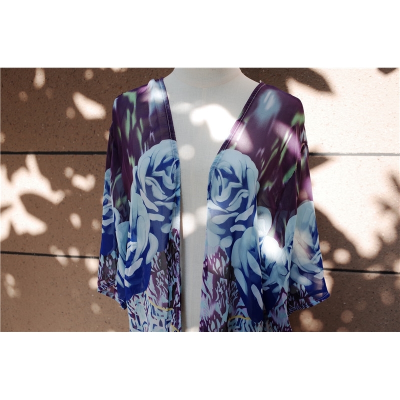 Chiffon Beach Cover up Tunics for Print Bikini Saida Praia wear Pareo Swimsuit #Q550 210420