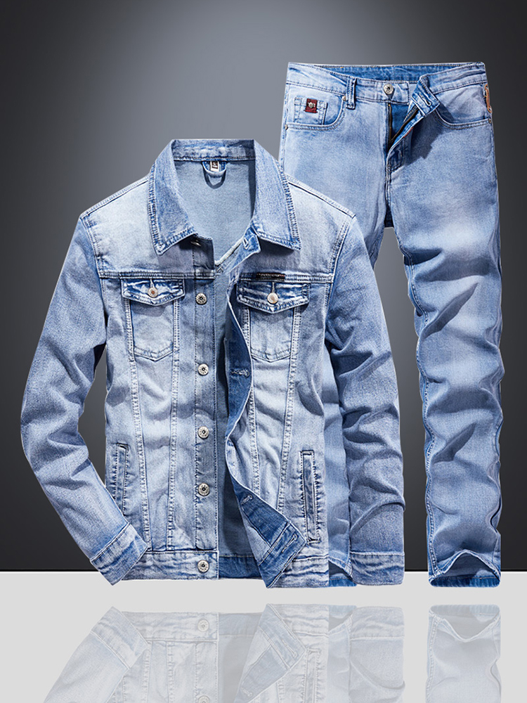 Men's Tracksuits Two Piece Set Simple Spring Autumn Light Blue Long Sleeve Denim Jacket and Pants Fashion Slim Solid Color Couple Jeans Sets, 003.8803
Men's Tracksuits Two Piece Set Simple Spring Autumn Light Blue Long Sleeve Denim Jacket and Pants Fashion Slim Solid Color Couple Jeans Sets, 003.8803