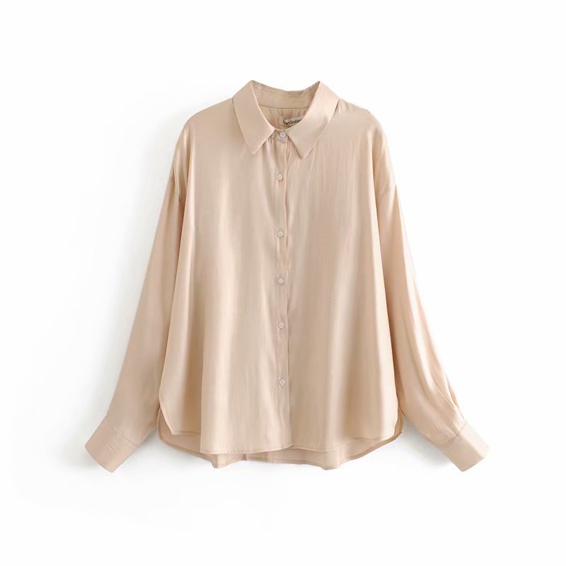 Solid Women Long Sleeves Oversize Shirt Autumn Leisure Lady Turn-down Collar Blouse Loose Tops S6326 210430Z