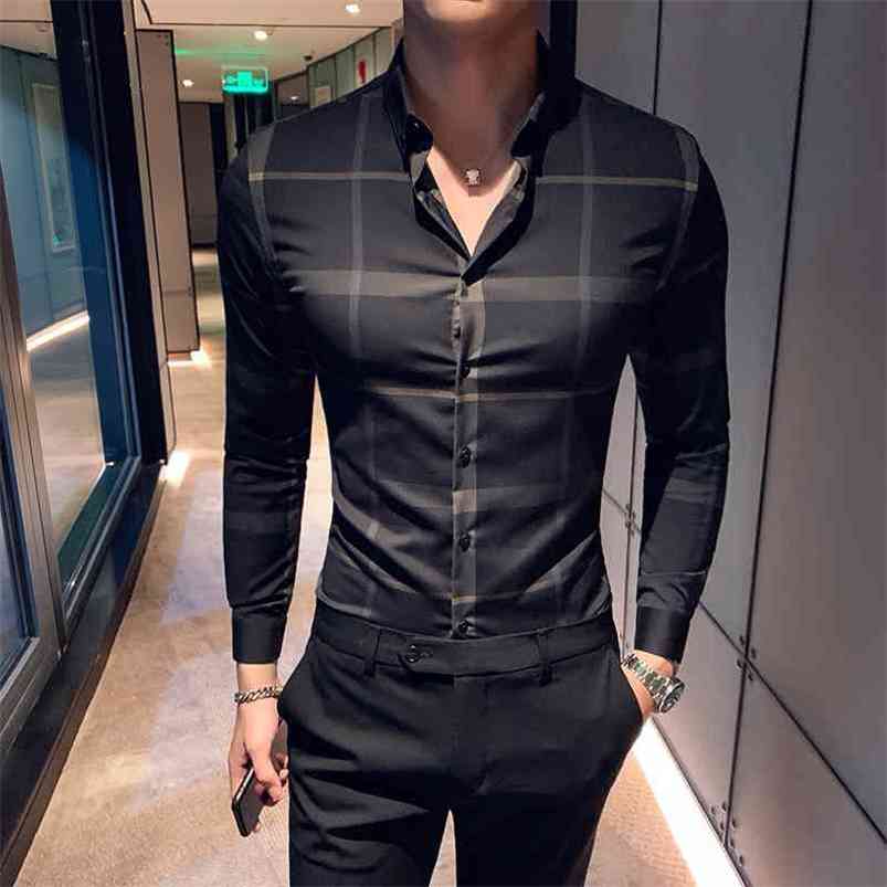 High Quality Plaid Shirts Men Fashion Casual Business Dress Man Long Sleeve Slim Fit Social Party Blouse Camisa Masculina 210721, Black
High Quality Plaid Shirts Men Fashion Casual Business Dress Man Long Sleeve Slim Fit Social Party Blouse Camisa Masculina 210721, Black