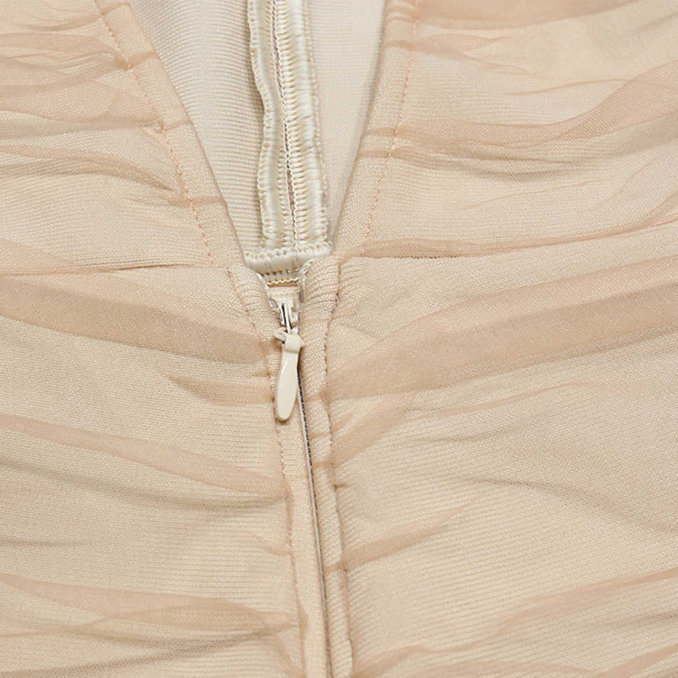 High Quality Nude Suspenders V-Neck Bandage Jumpsuit Rayon Elegant Celebrity Woman Sexy Halter Bodysuit 210527