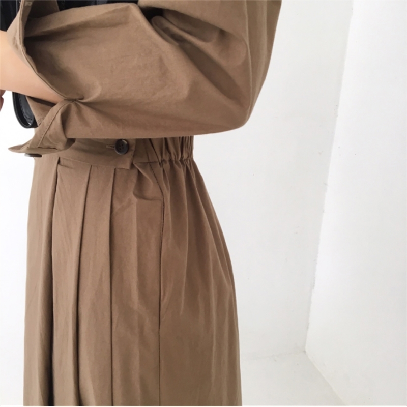 Autumn Long Sleeve Korea Chic Pleated Dresses Turn-Down Collar Single-Breasted Casual Ladies Shirt Vestidos 210520