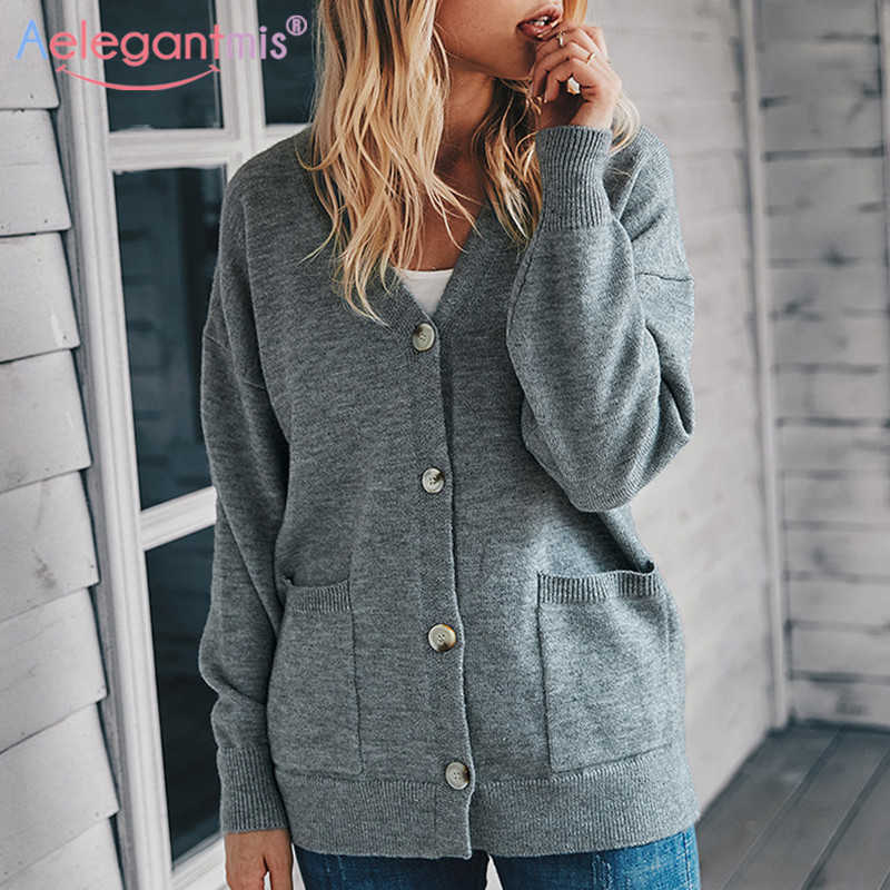Aelegantmis Stylish Cardigan Sweater Women Vintage Autumn Warm Long Sleeve Knitted Sweaters Coat Loose Single Breasted Outerwear 210607, Gray
Aelegantmis Stylish Cardigan Sweater Women Vintage Autumn Warm Long Sleeve Knitted Sweaters Coat Loose Single Breasted Outerwear 210607, Gray