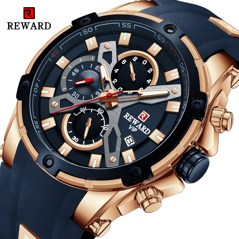 2021 New REWARD Mens Watches Blue Waterproof Top Brand Luxury Chronograph Sport Watch Quartz Men Wristwatch Relogio Masculinog, Blue rosegold
2021 New REWARD Mens Watches Blue Waterproof Top Brand Luxury Chronograph Sport Watch Quartz Men Wristwatch Relogio Masculinog, Blue rosegold