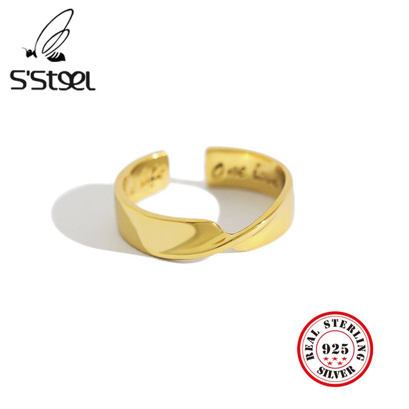 Cluster Rings S'STEEL Korean 925 Sterling Silver Ring For Women Ins 2021 Gold Simple Mobius Open Adjustable Minimalist Fine Jewelry, Golden;silver
Cluster Rings S'STEEL Korean 925 Sterling Silver Ring For Women Ins 2021 Gold Simple Mobius Open Adjustable Minimalist Fine Jewelry, Golden;silver