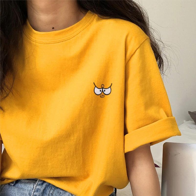 women t shirt short sleeve polyester cartoon shirts female eye embroidery round neck loose top, White
women t shirt short sleeve polyester cartoon shirts female eye embroidery round neck loose top, White