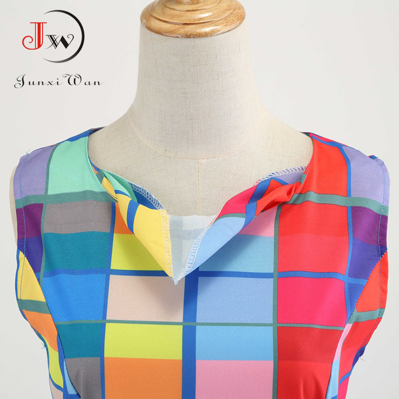 Plaid Print Vintage Dress Women Summer Floral Swing Party Dresses Hepburn 50s 60s Plus Size Retro Elegant Robe feminino Vestidos 210409