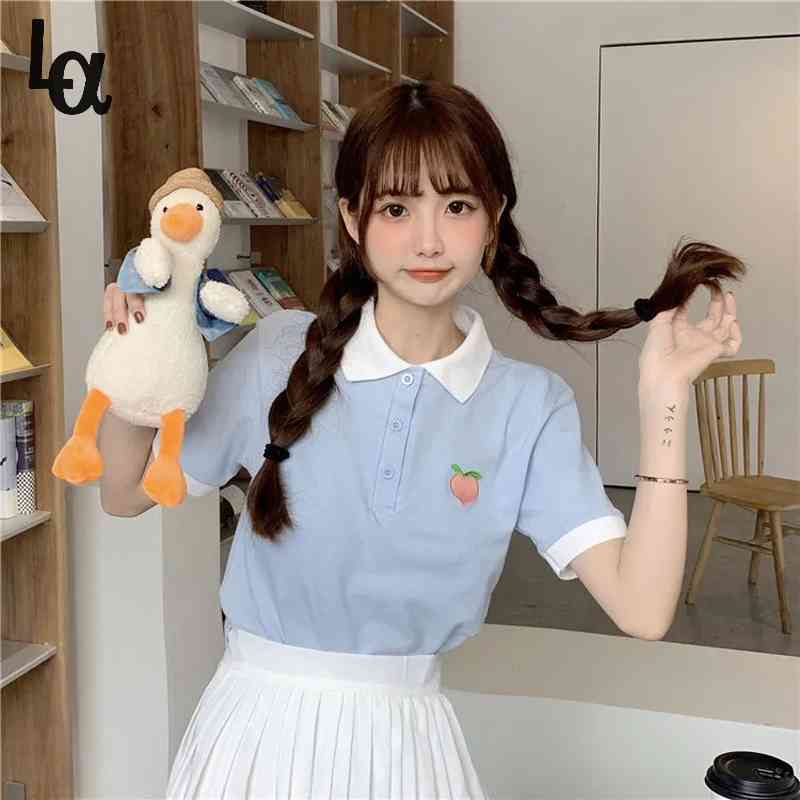 Summer Women Turn Down Collar Cotton Pink White Botton Blouse Femal Cartoons Short Sleeve Crop Top Female Cute Shirts 210519, Blue
Summer Women Turn Down Collar Cotton Pink White Botton Blouse Femal Cartoons Short Sleeve Crop Top Female Cute Shirts 210519, Blue