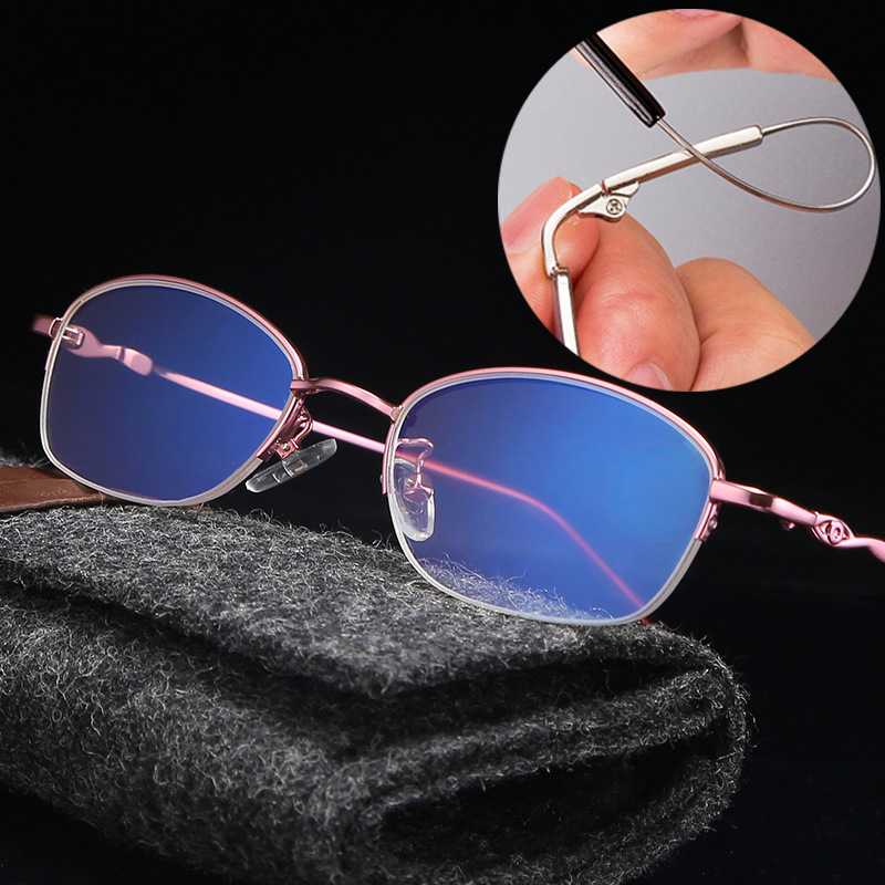 Sunglasses BTitanium Alloy Half Frame Reading Glasses Women Anti Blue Light Eyeglasses Oval Hyperelastic Memory Steel Wire Mirror Leg
Sunglasses BTitanium Alloy Half Frame Reading Glasses Women Anti Blue Light Eyeglasses Oval Hyperelastic Memory Steel Wire Mirror Leg