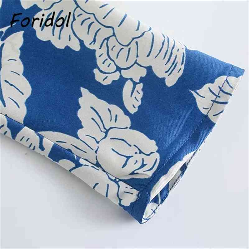 Foridol Floral Print Boho Spring Autumn Dress Women Long Sleeve Maxi Dress Vintage Blue Slit Long Beach Holiday Dress 210415