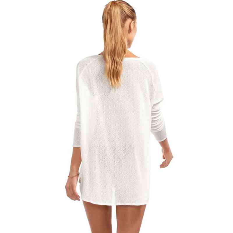 White Crochet Tunic for Beach Cover up Sarong Kaftan Plage Bathing suit cover s Pareo Bikini #Q764 210420