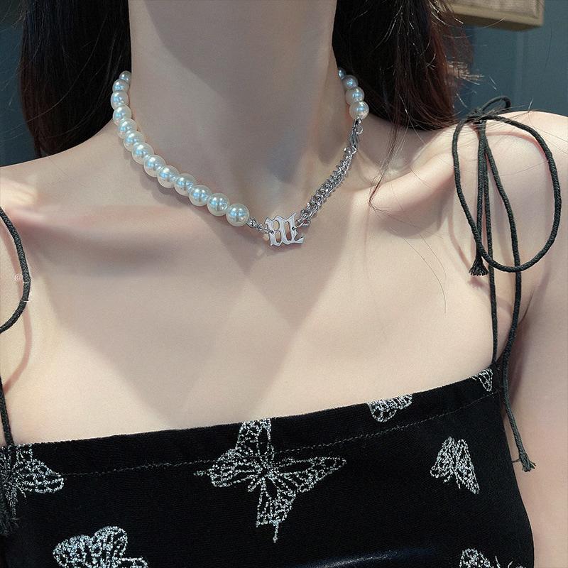 Chokers Korean Style Simulation Pearl Asymmetric Choker Multilayer Necklaces For Women Trendy Naive And Romantic Clavicle Chain Gift