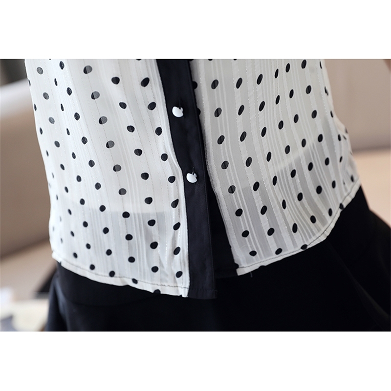 blouses woman summer short sleeve women ruffles v-neck dot chiffon top female womens tops and 4941 50 210508