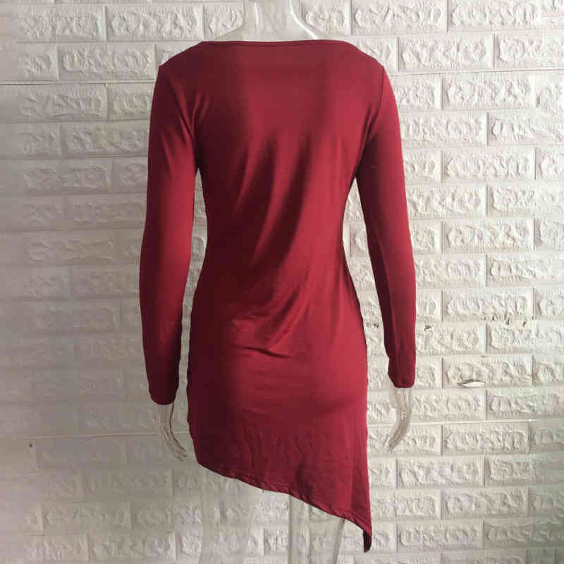 Sexy Women's Bodycon O Neck Long Sleeve Hallow Out Party Evening Mini Short Irregular Pencil Dress Vestidos Dresses For Women 210409