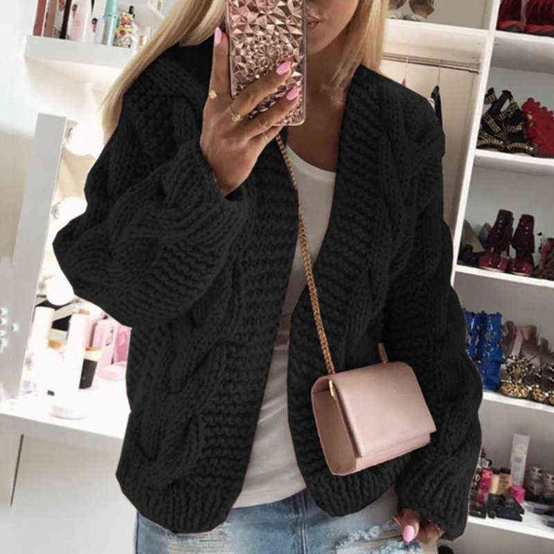 Fitshinling Vintage Twist Cardigan Women Sweater Knitwear Autumn Winter Open Stitch Top Solid Slim Long Sleeve Cardigans 211109