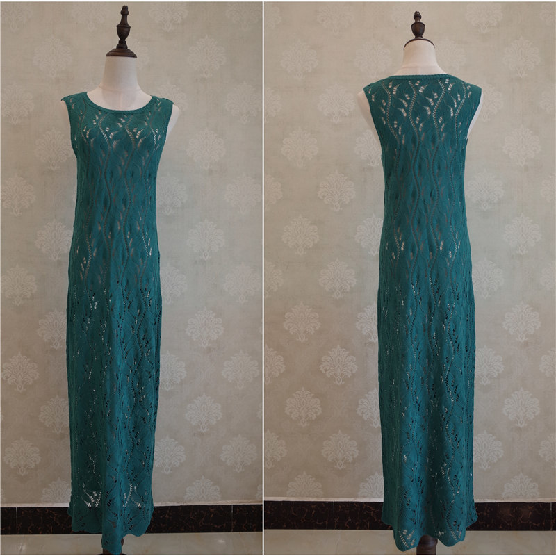 Green Knitted Beach Cover up Dresses Pareo de Plage Swimsuit cover Up wear Pareos Playa Mujer Bikini #Q713 210420