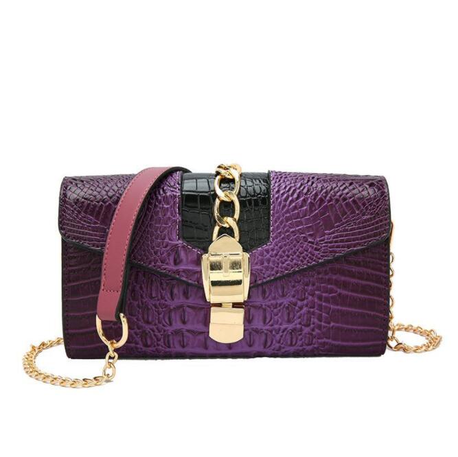Factory wholesale women shoulder bag street trend color matching embossed handbag retro crocodile womens chain bags personality gold buckle handbags