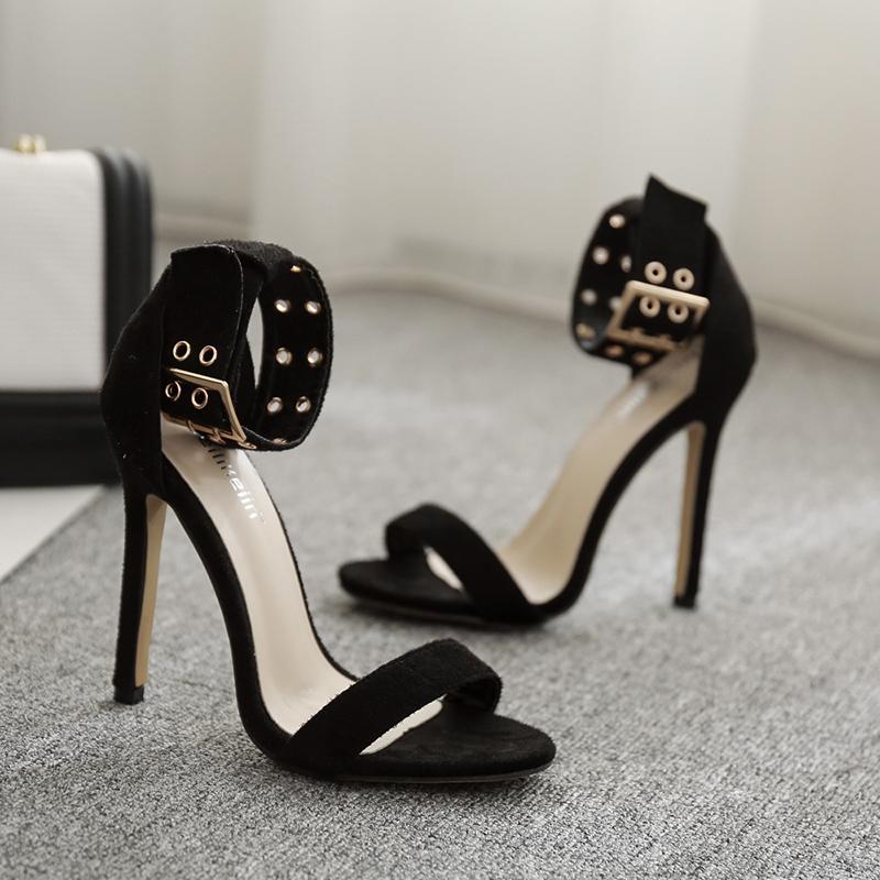 Sandals High Heels Stiletto Ladies Summer Shoes Flocking Buckle Belt Classic Women Fashion, Black
Sandals High Heels Stiletto Ladies Summer Shoes Flocking Buckle Belt Classic Women Fashion, Black