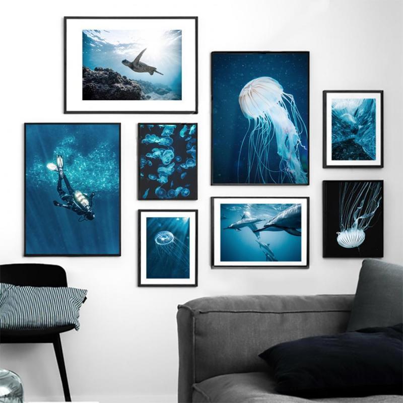 Paintings Scandinavian Nordic Wall Poster Picture Blue Minimalist Art Jellyfish Whale Sea World Animal Canvas Abstract
Paintings Scandinavian Nordic Wall Poster Picture Blue Minimalist Art Jellyfish Whale Sea World Animal Canvas Abstract
