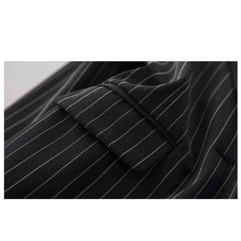 Fashion Striped Printed Blazer Women Spring Casual Long Sleeve Coat Korean Style Single Button Feminino Blue 211122