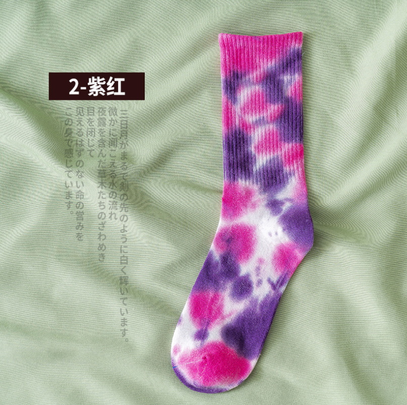 Fashion Cotton Socks Women Men Tie Dye Long Skate Socks Hip Hop Breathable Calf Length Korean Couple Basketball Socks
