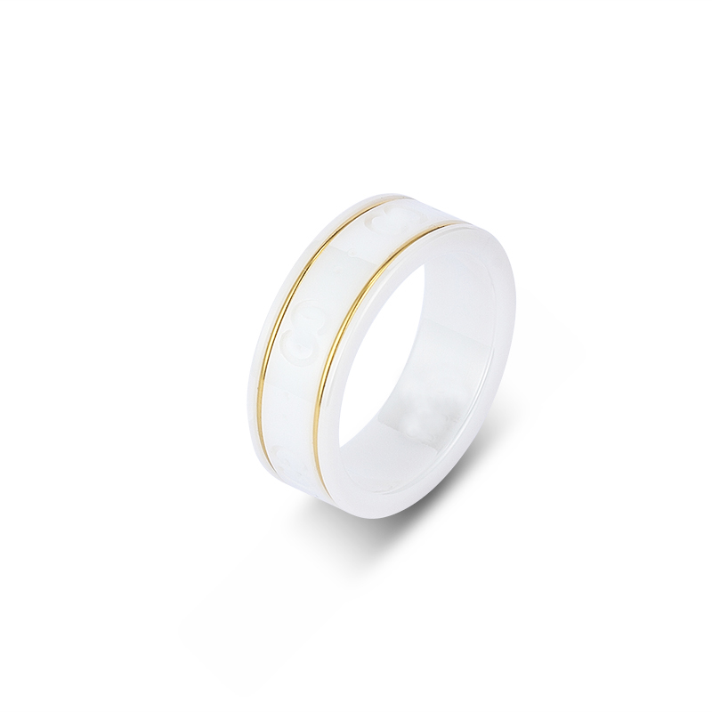 Ceramic Band Rings Black White for Women Men jewelry Gold Silver Ring with box