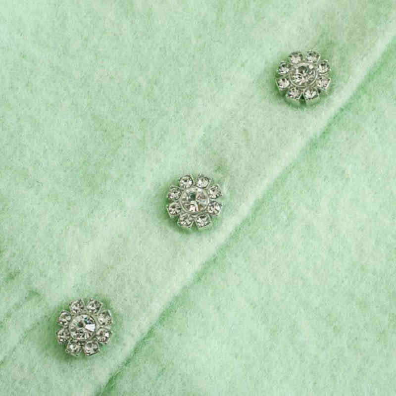 Casual Woman V Neck Diamond Button Knitted Cardigan Spring Fashion Ladies Light Green Soft Knitwear Grils Sweet Sweaters 210515