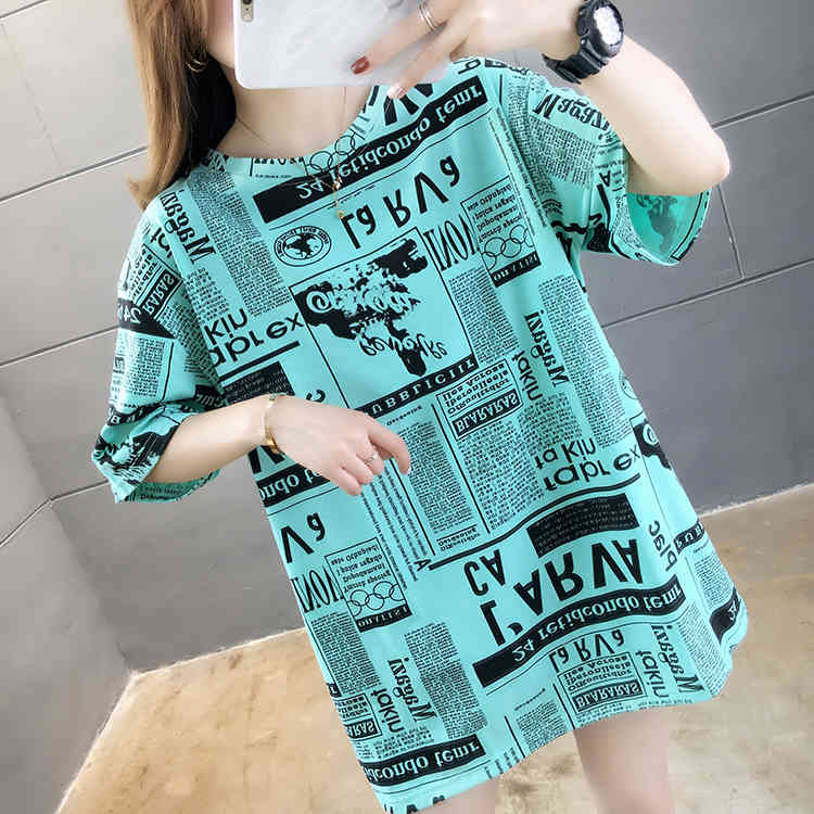 Plus Size Graphic Tee Shirts Female Summer Loose Short Sleeve Letter Print Korean T-shirt Women Oversize Harajuku Hip Hop Tops 210406