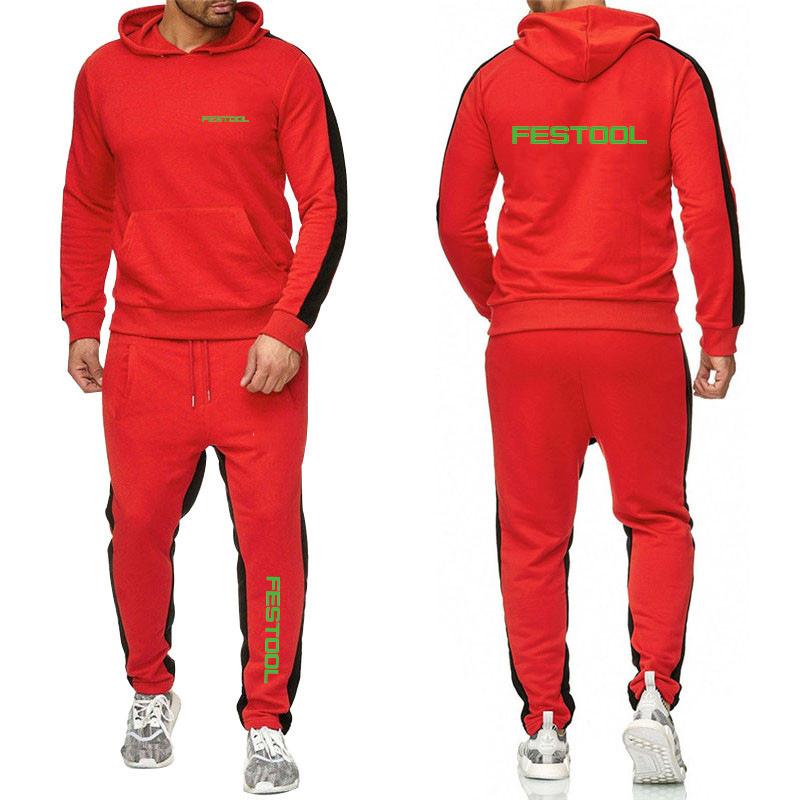 The 2 Pieces Sets Tracksuit Men Hooded Sweatshirt+Pants Pullover Custom Hoodie Sportwear Suit Casual Men's Tracksuits