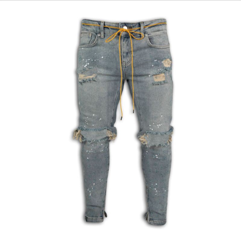 Men's Jeans Large Size Trousers Slim Hole Micro-Elastic Paint Tight Casual Fashion Street Waist Small Foot, Blue
Men's Jeans Large Size Trousers Slim Hole Micro-Elastic Paint Tight Casual Fashion Street Waist Small Foot, Blue