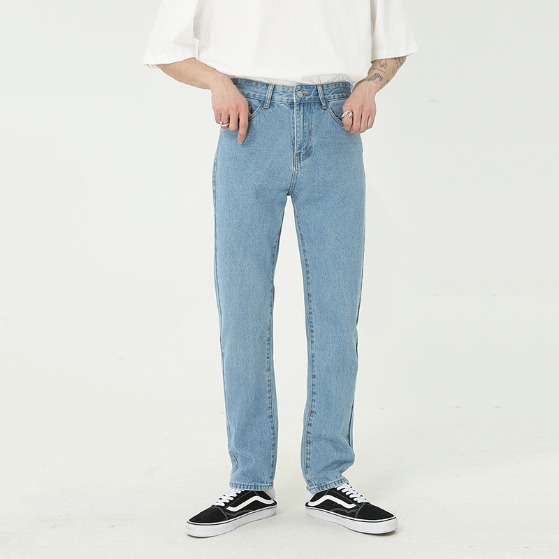 IEFB Men's Wear Summer Korean Slim Fit Blue Jeans Men's Straight Denim Trousers Streetwear Hip Hop Causal Pants 9Y7345 210524