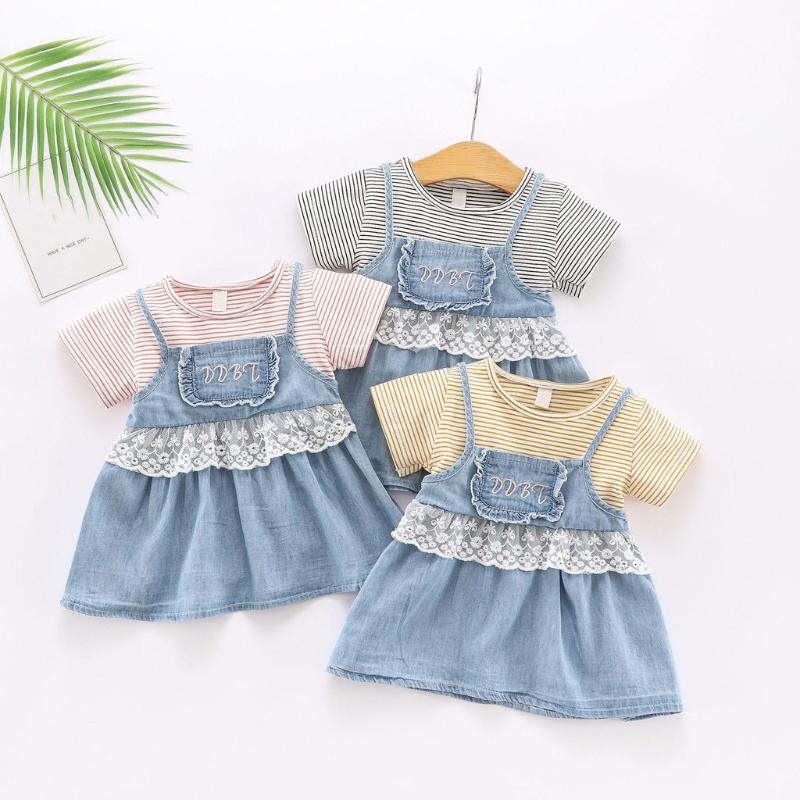 Girl's Dresses Fake Two-piece Baby Girl Dress Toddler Kids Girls Striped Letter Print Lace Denim Patchwork Princess Born Clothes, Red;yellow
Girl's Dresses Fake Two-piece Baby Girl Dress Toddler Kids Girls Striped Letter Print Lace Denim Patchwork Princess Born Clothes, Red;yellow