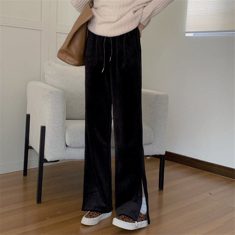 Office Lady Trousers Chic Split Solid Korean Slim High Waist Stylish Women Streetwear All Match Casual Pants 210421