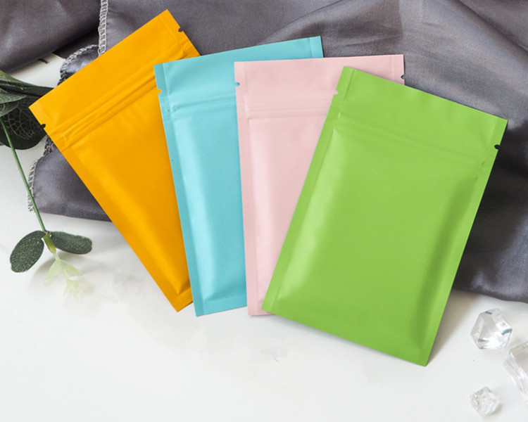 300pcs Small Multi-color Flat Bottom Aluminum Foil Zip Lock Bag Resealable Zipper Mylar Food Meat Powder Corn Beads Jewelry Heat Sealing Logo Printing