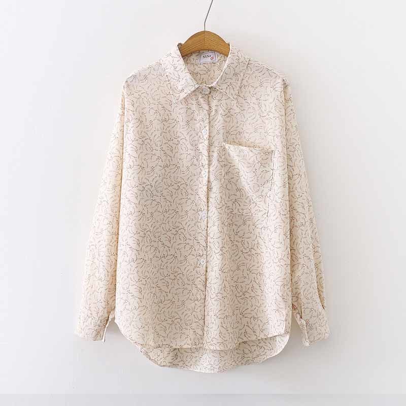 Long Sleeve Chiffon Floral Blouse Casual Autumn Korean Style Women Print Lapel Cardigan Single Pocket Shirts Blusas 11330 210508