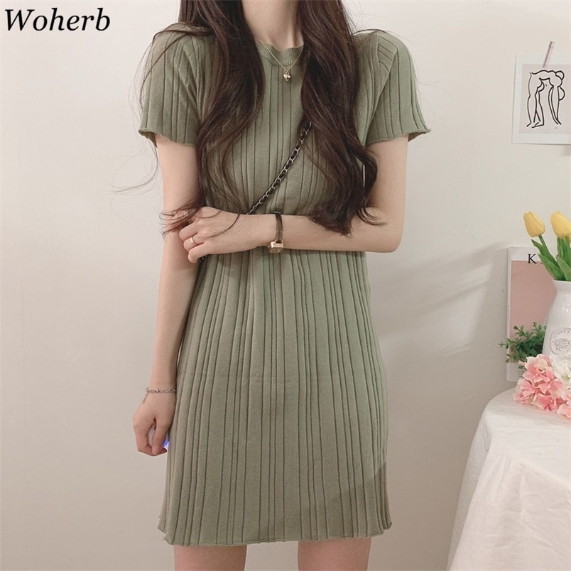 Summer Dress Solid Knitted Short Sleeve Korean Elegant Mini Dresses Chic Robes A-line Vestidos Sweet Clothing 210519, Black
Summer Dress Solid Knitted Short Sleeve Korean Elegant Mini Dresses Chic Robes A-line Vestidos Sweet Clothing 210519, Black