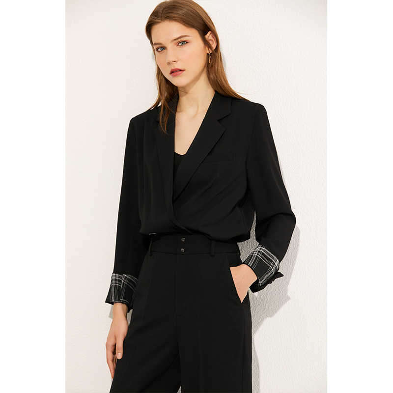 Minimalism Autumn Fashion Women Set Solid Lapel Short Suit Coat High Waist Straight Pants Female 1200 210527