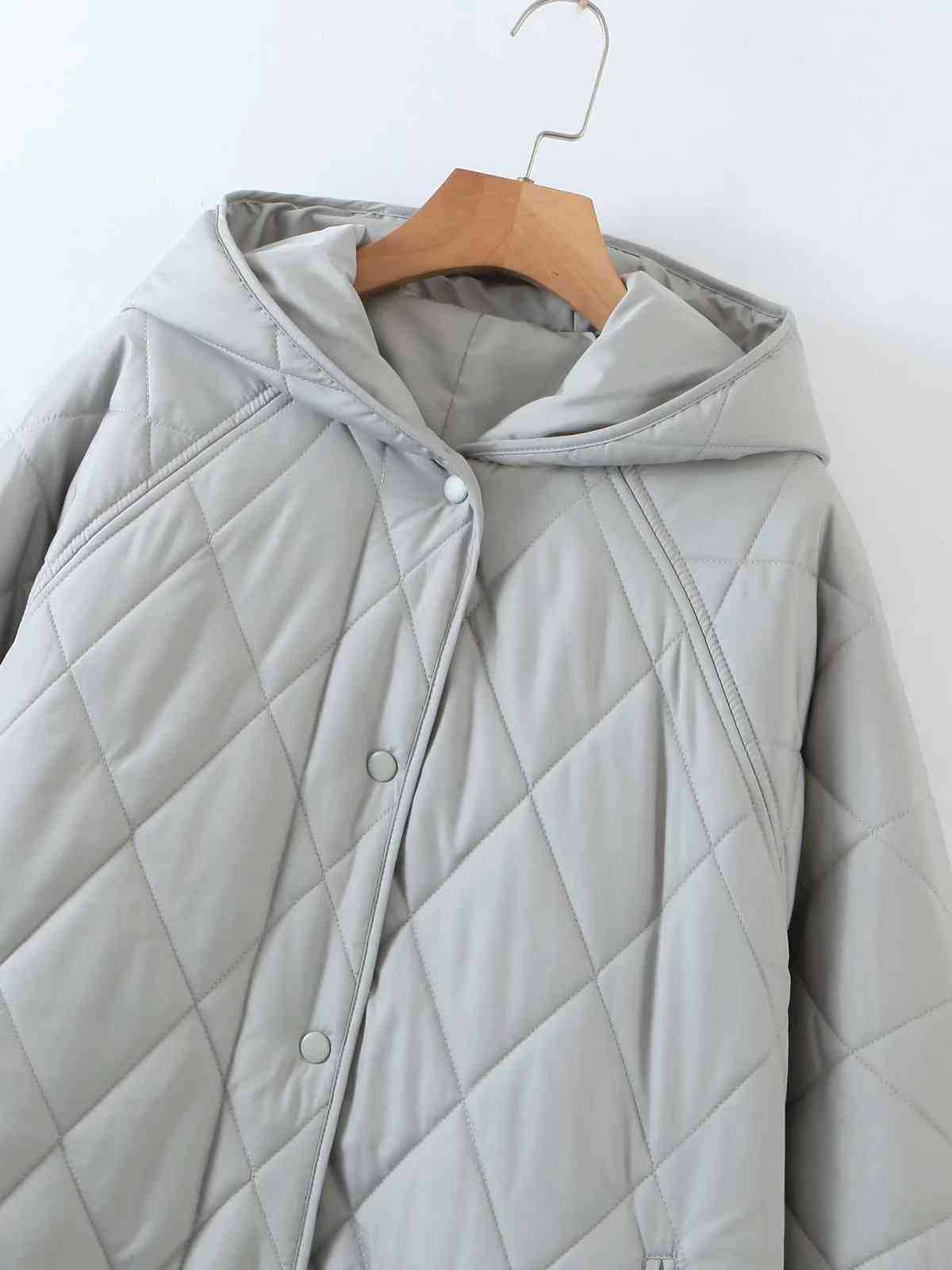 Winter jacket Vintage Plaid Hooded Parka Women Casual Pockets Cotton long coat Female Loose Oversize Outwear 210521