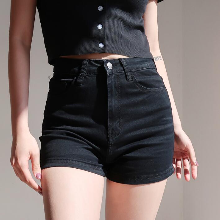 Mom Jeans Vintage High Waist 2021 Summer Stretch Washed Denim Mini Short Retro Casual Black Blue Boyfriend Korean Shorts Women's