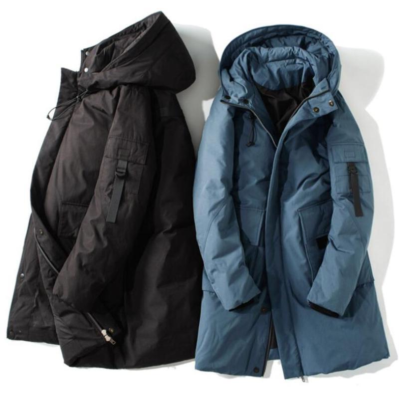 Men's 90% White Duck Down Winter Jacket Warm Hooded Long Parka For Cold Weather - Thick Windbreaker Puffer Coat