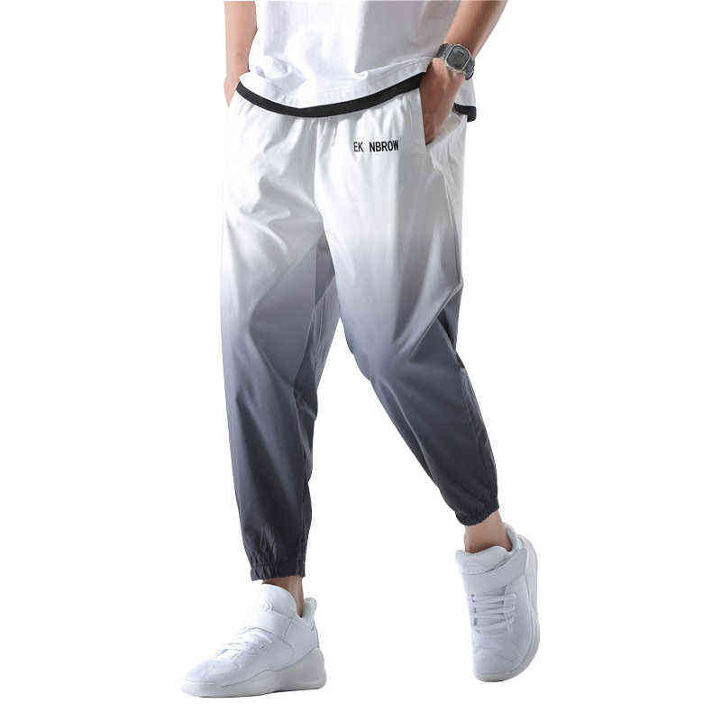 Hip Hop Streetwear Joggers Pants Men Casual Cargo Pant Trousers High Street Elastic Waist Gradient Color Harem Pant Man 211112