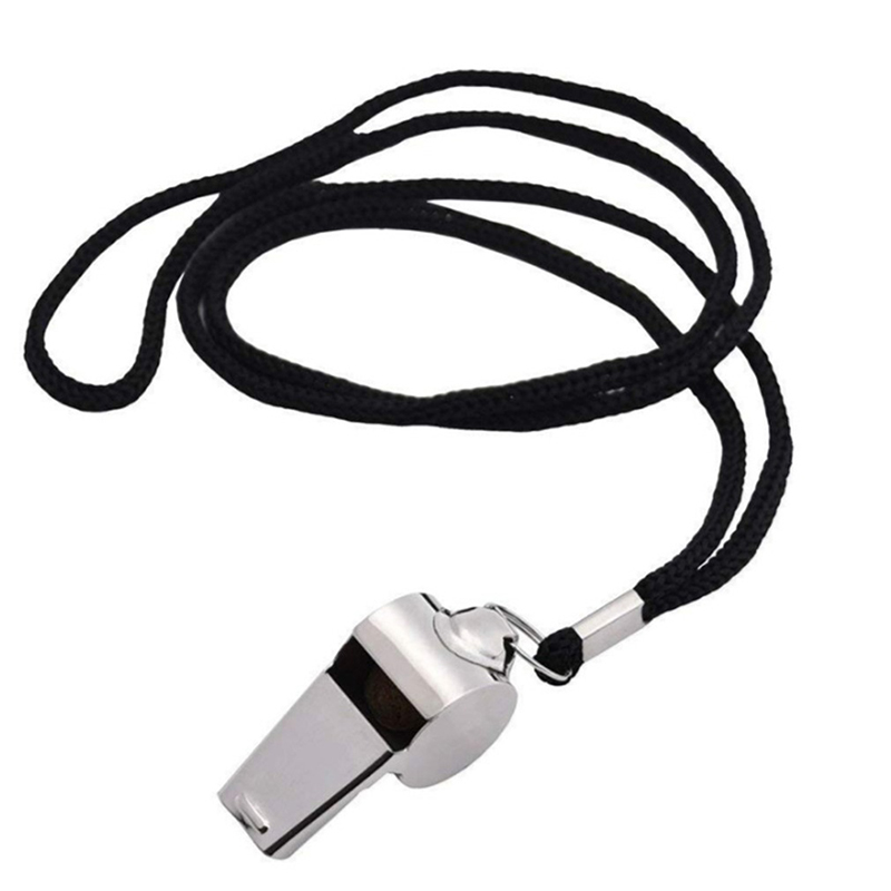 Stainless Steel Whistle Party Favor Outdoor Survival Whistle With Lanyard Competition Training Supplies