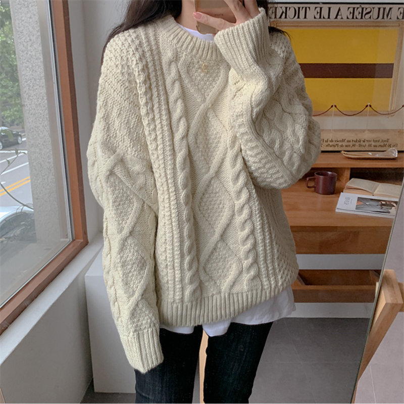 Fresh Loose Soft Knitted Twisted Women Casual All Match Cute Chic Feminine Solid Warm Pullovers Basic Sweaters 210421