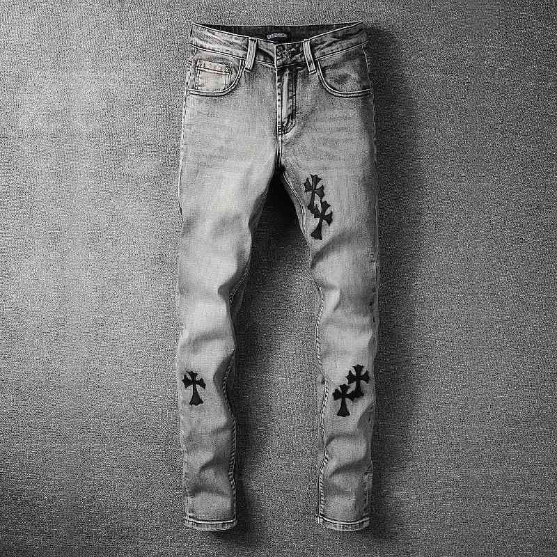 2021ch crosin Street smoke grey embroidery jeans stretch slim Leggings men's pants, Blue
2021ch crosin Street smoke grey embroidery jeans stretch slim Leggings men's pants, Blue